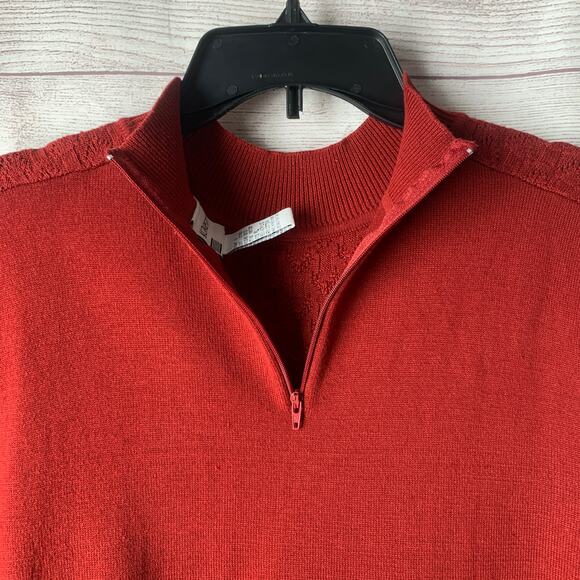 Koret Red Short Sleeve Sweater Blouse Mock Neck Partial Back Texture Front XL - Picture 7 of 15